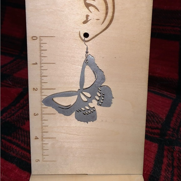 Butterfly skull earrings handmade - Picture 2 of 2